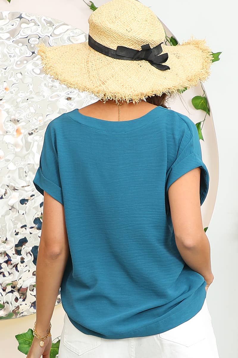Rolled Short Sleeve Blouse 190