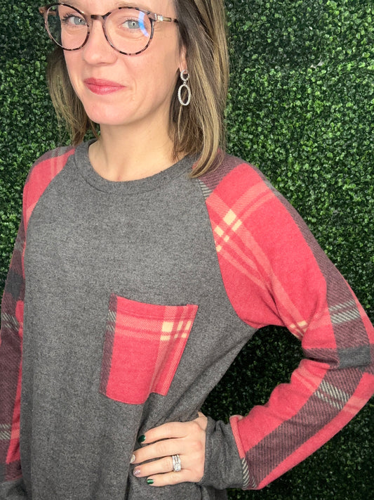 RED PLAID RAGLAN-2633