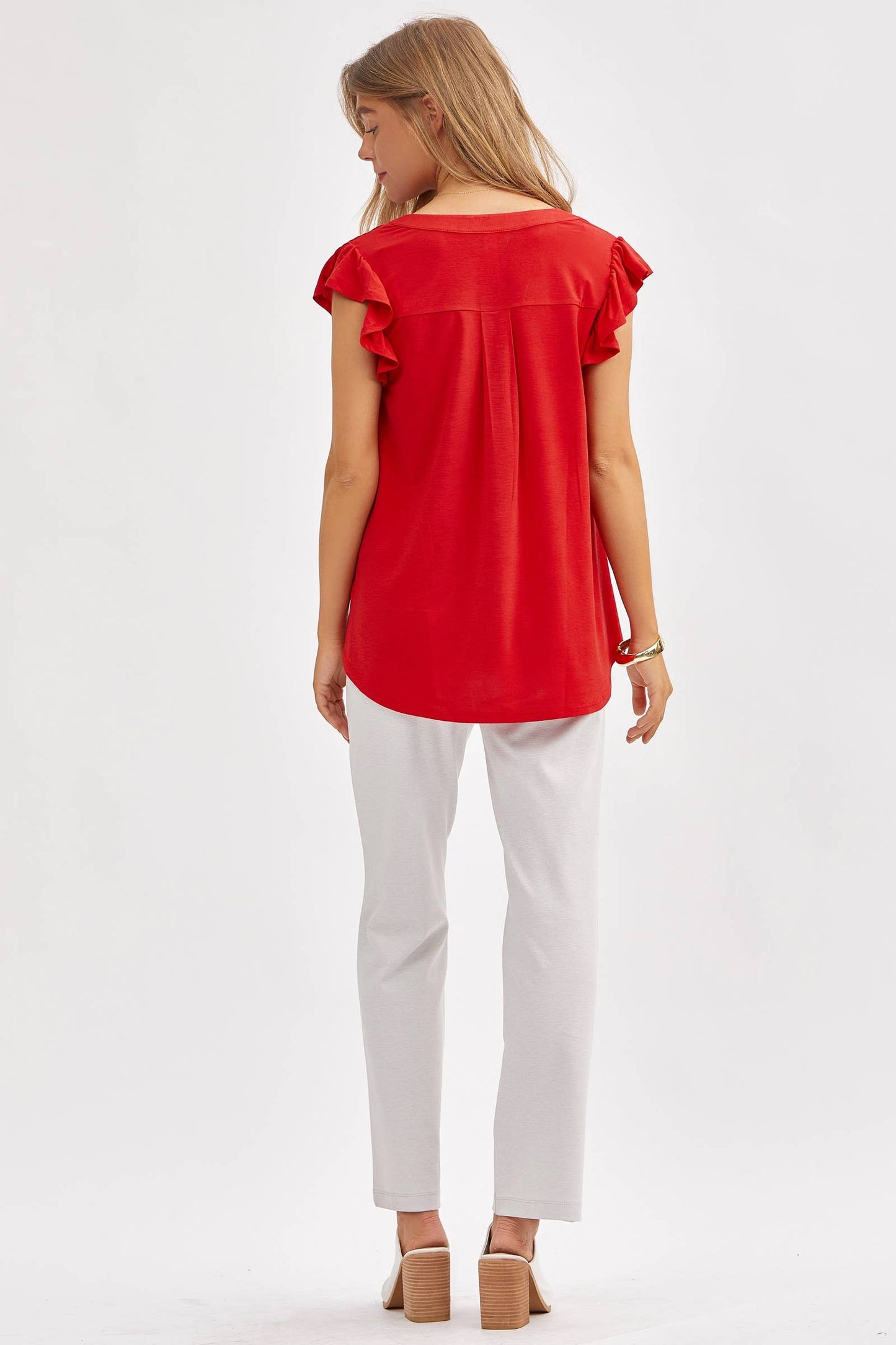 Dear Scarlett Red Flutter Sleeve Top