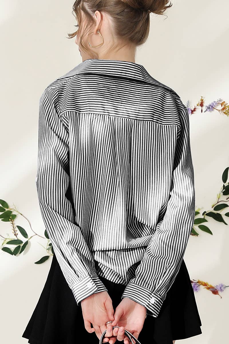 Striped Button Down Blouse 716