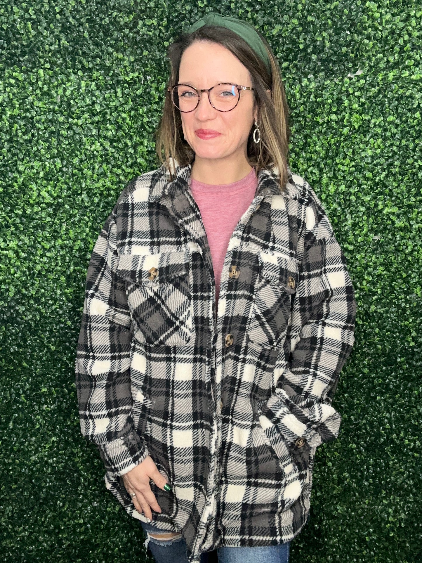 PLAID SHERPA JACKET