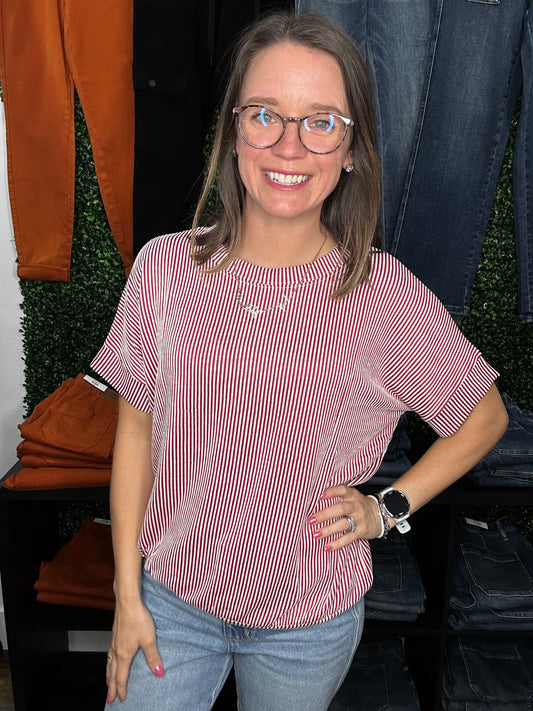 Corded Short Sleeve Top