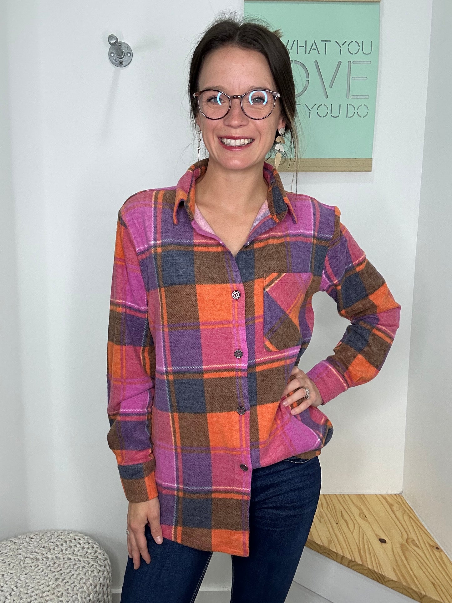 PLAID BUTTON UP-1368