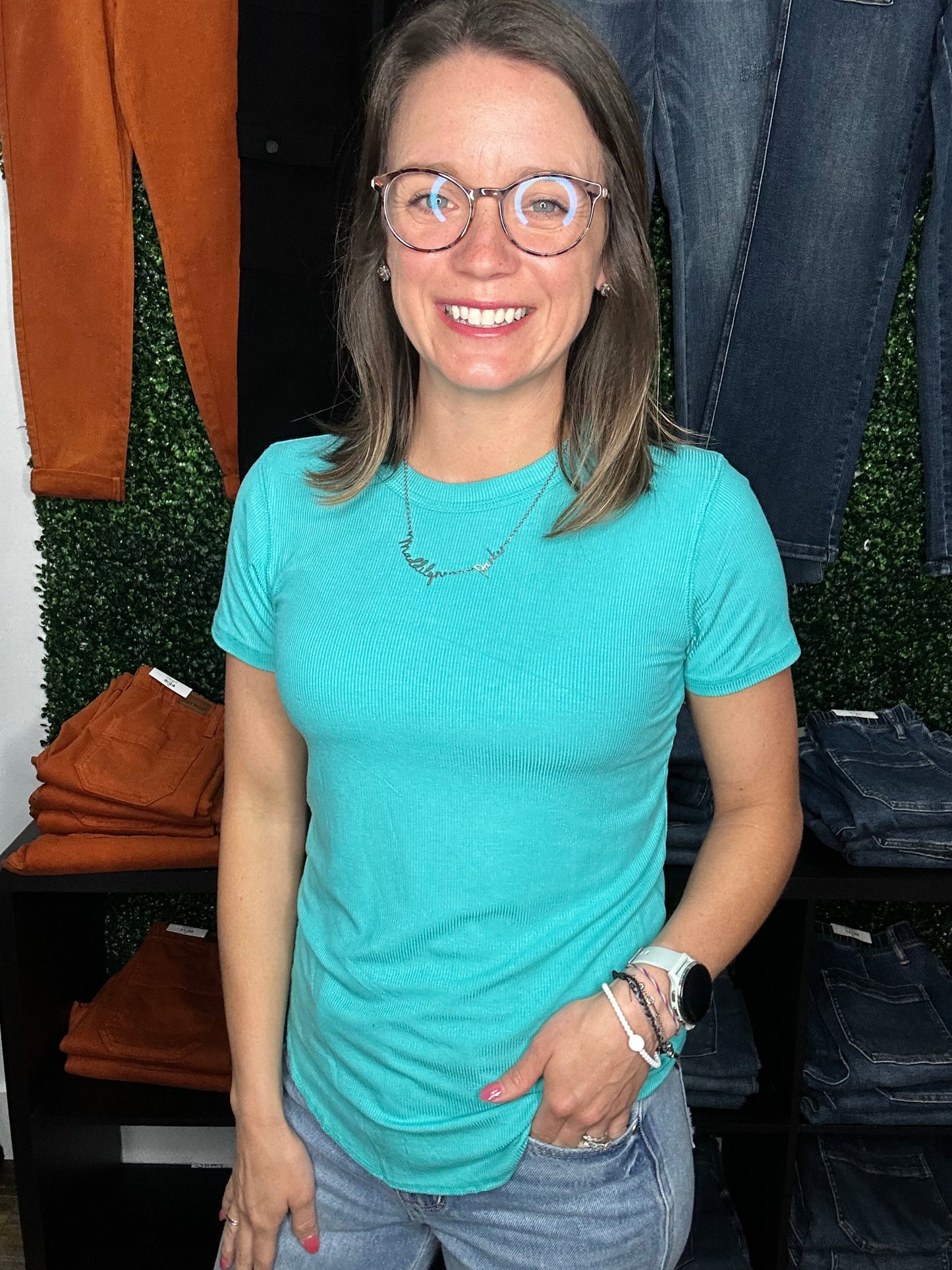Ribbed Round Neck Top