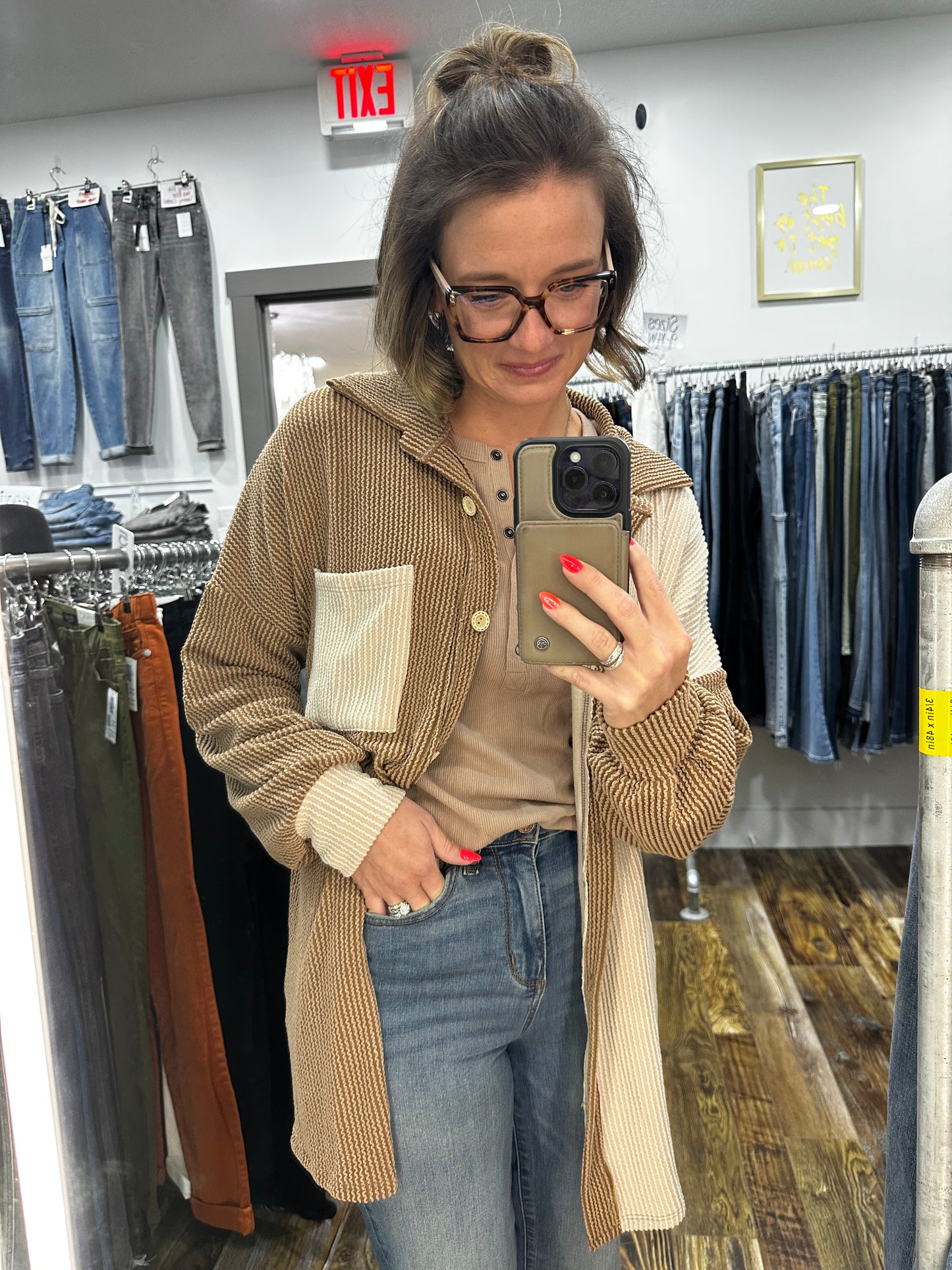 Ribbed Colorblock Shacket 3526