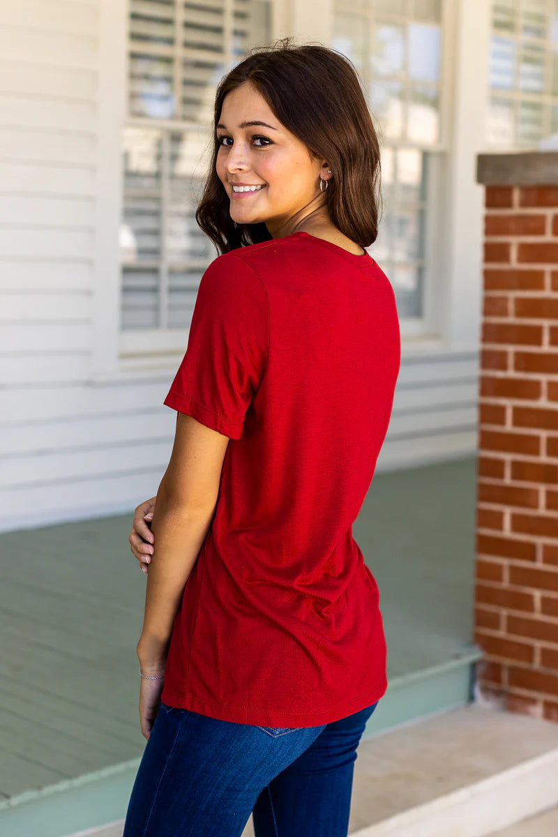 Crimson V-Neck T