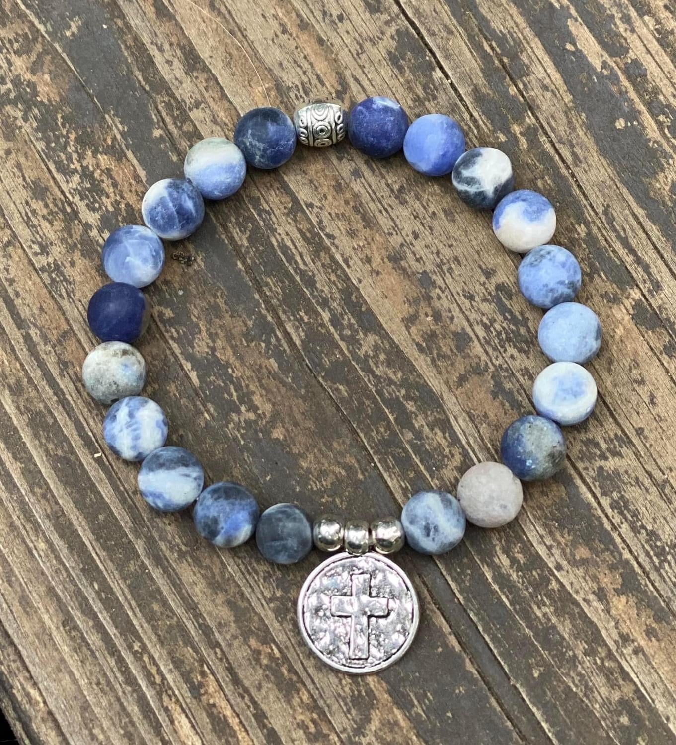 Natural Stone Cross Bracelet