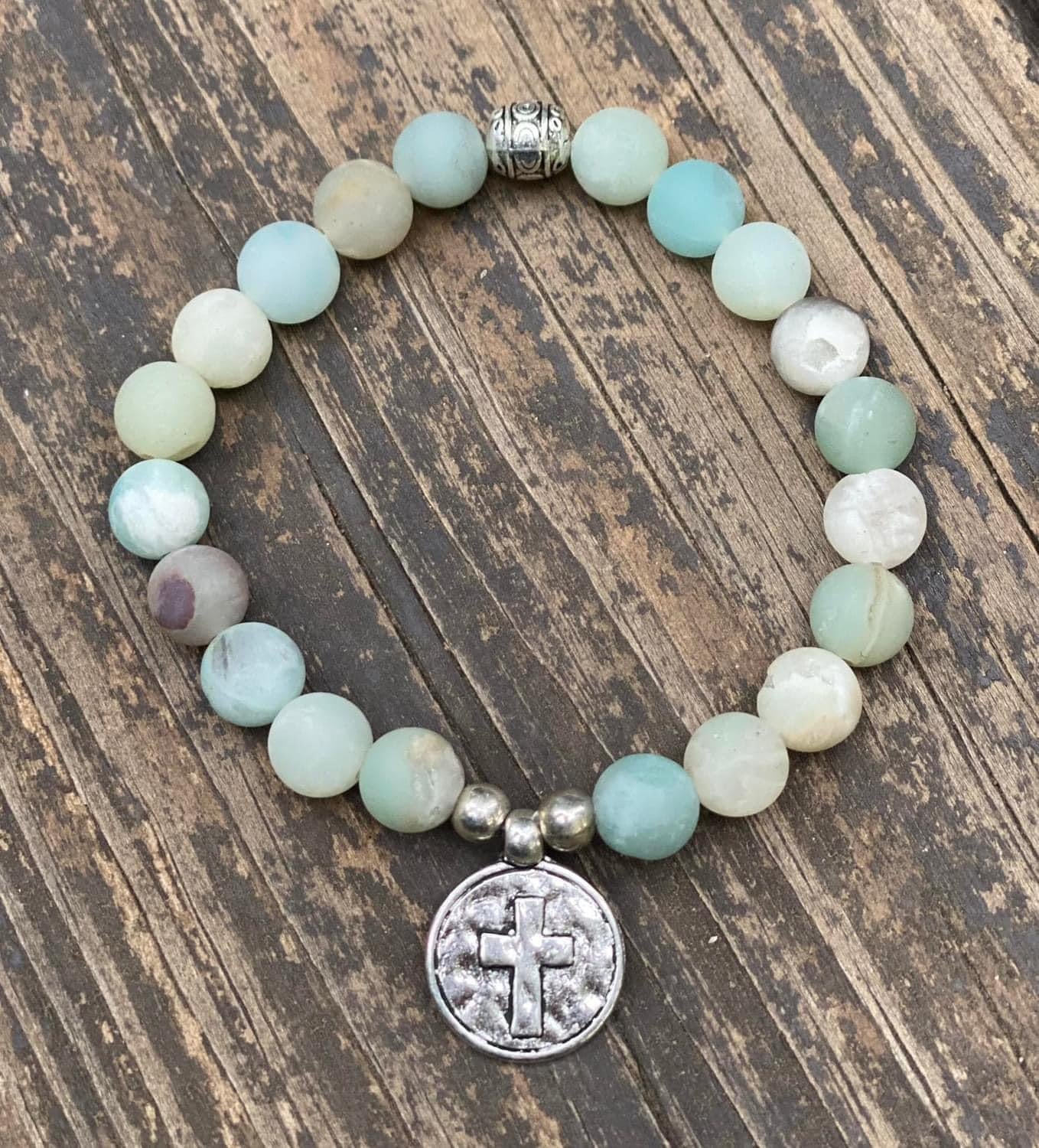 Natural Stone Cross Bracelet