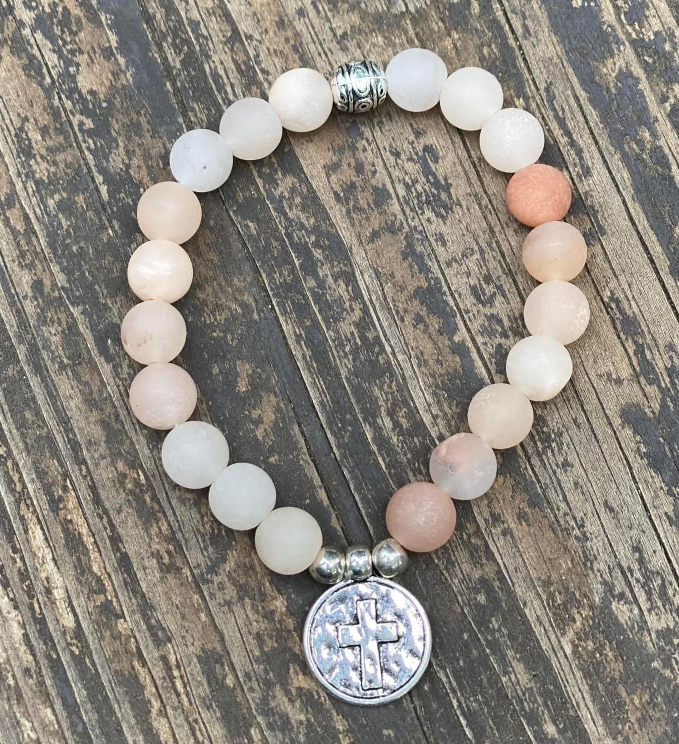Natural Stone Cross Bracelet