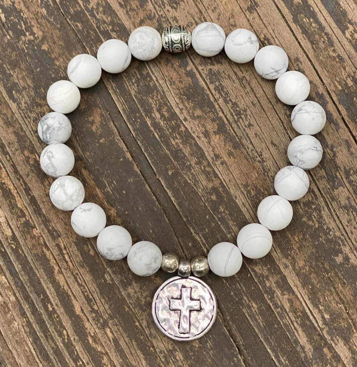 Natural Stone Cross Bracelet