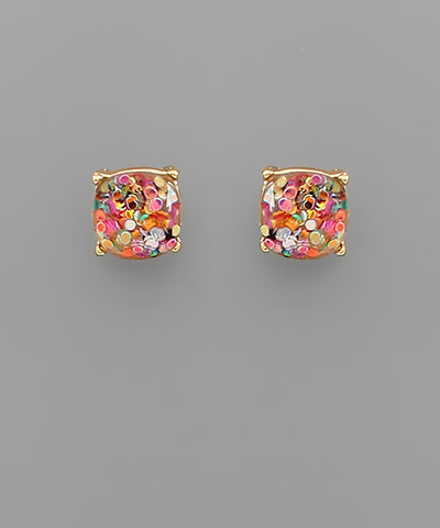 GLASS SQUARE STUDS
