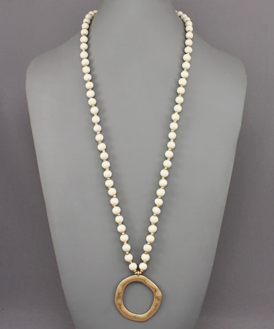 LONG WOOD BEAD NECKLACE