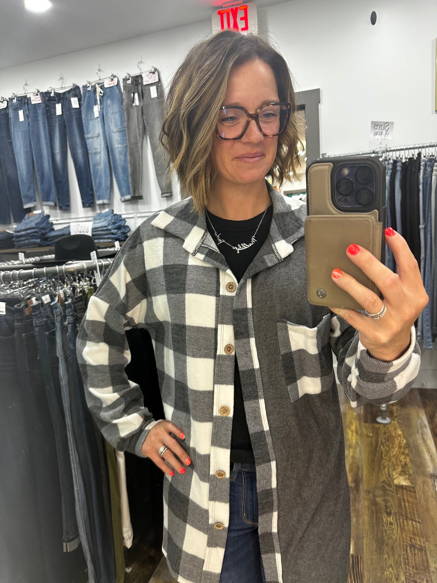 Plaid Colorblock Shacket 2987