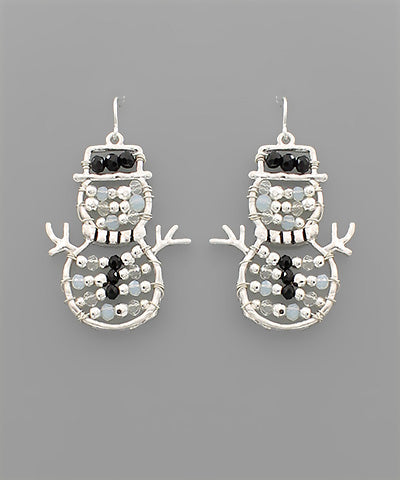 SNOWMAN WIRE BEAD EARRINGS