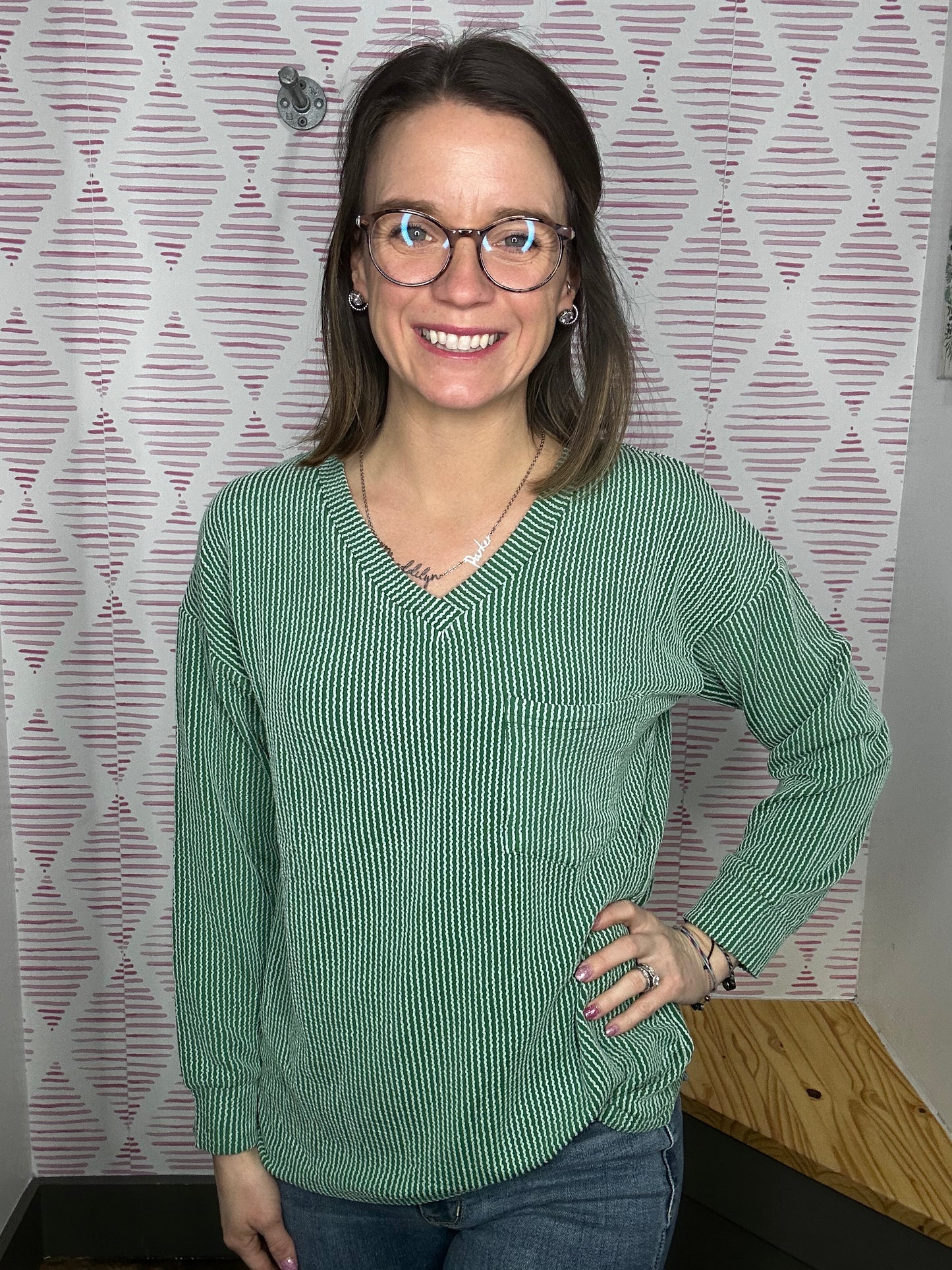 Green Ribbed Top
