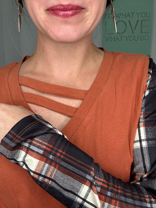 SPICE PLAID TOP-7464