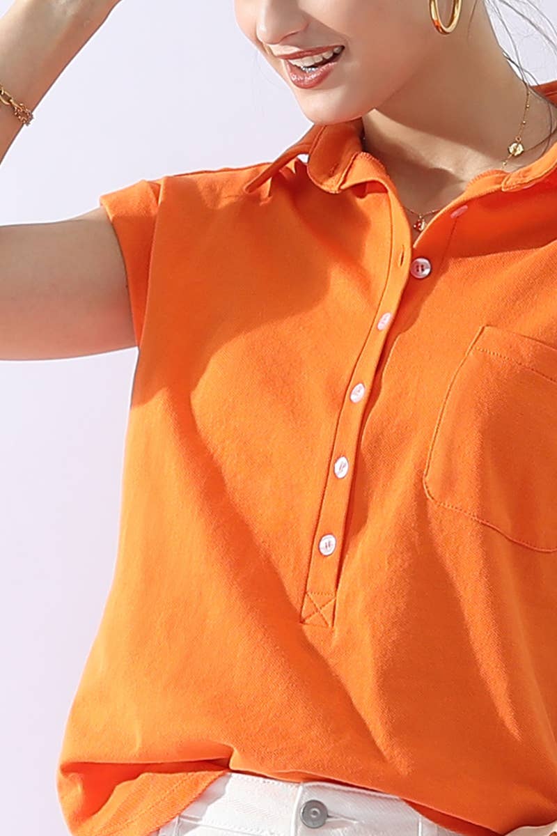 Collar Short Sleeve Top 698