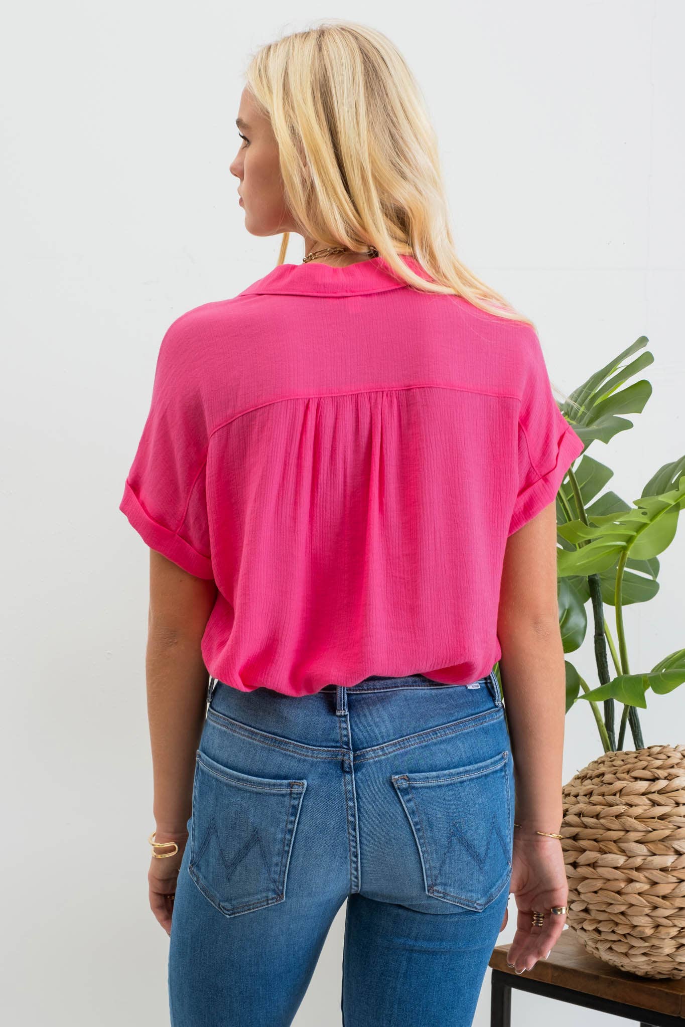 1/2 Button Down Cuffed Top
