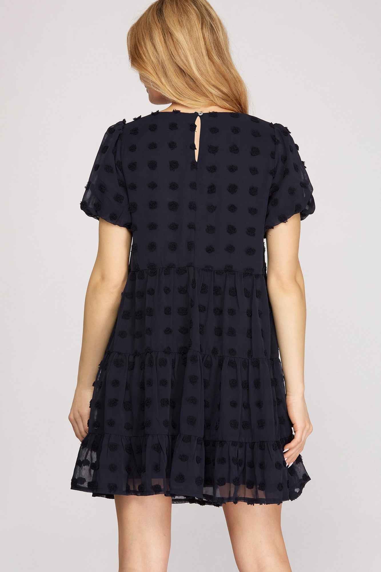 NAVY BUBBLE DRESS-4043