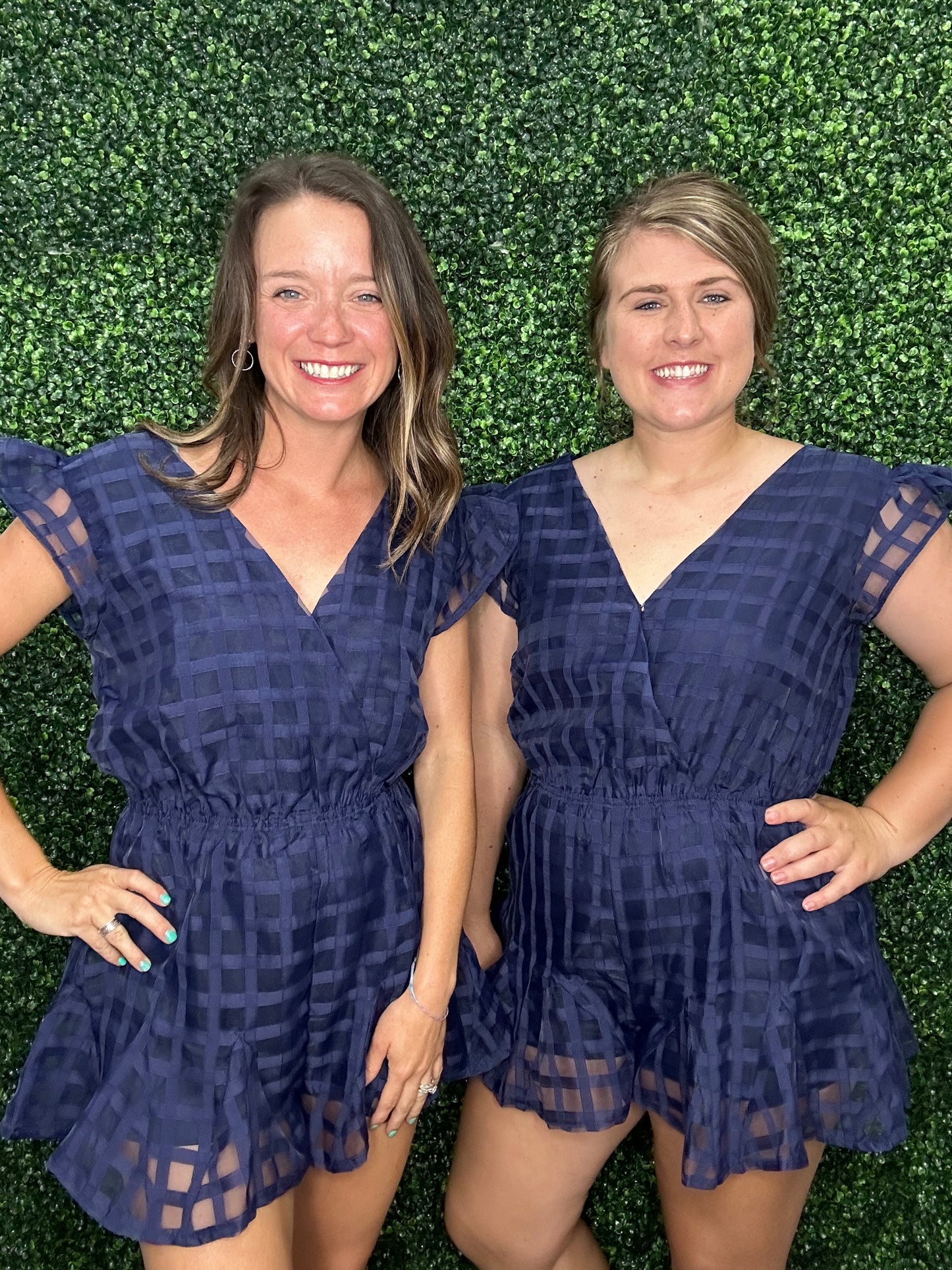 NAVY RUFFLED SLEEVE ROMPER-4216