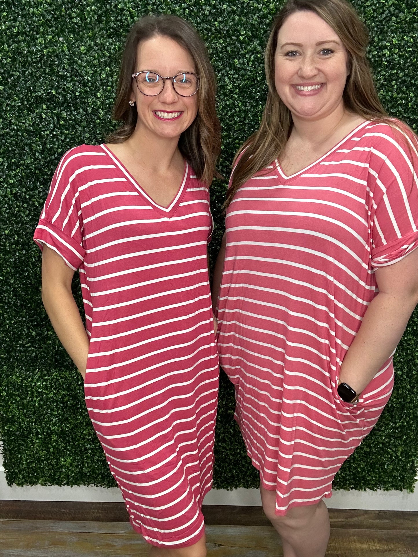 STRIPED SHORT SLEEVE DRESS-2305