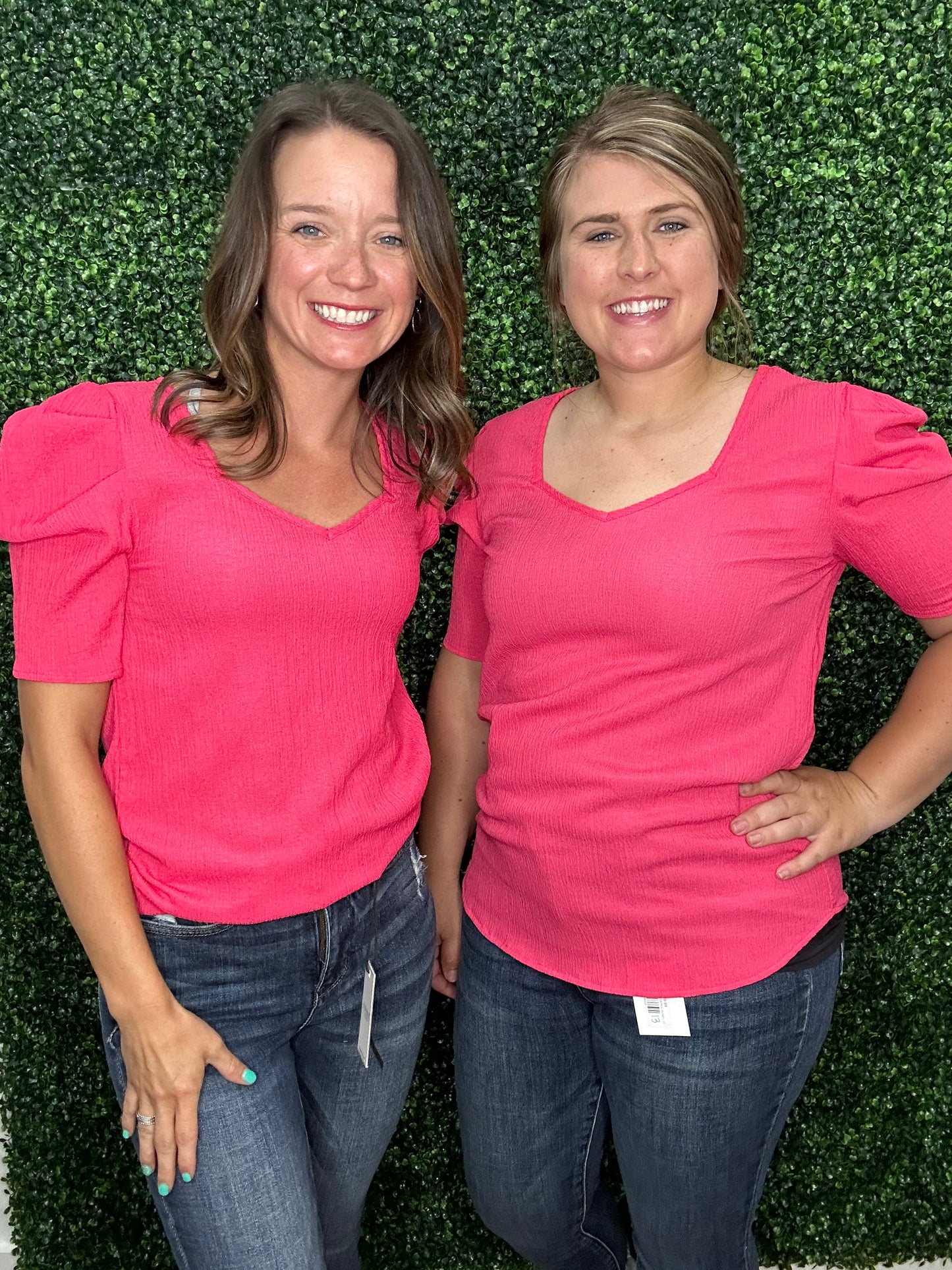 FUCHSIA CRINKLE PUFF TOP-5078