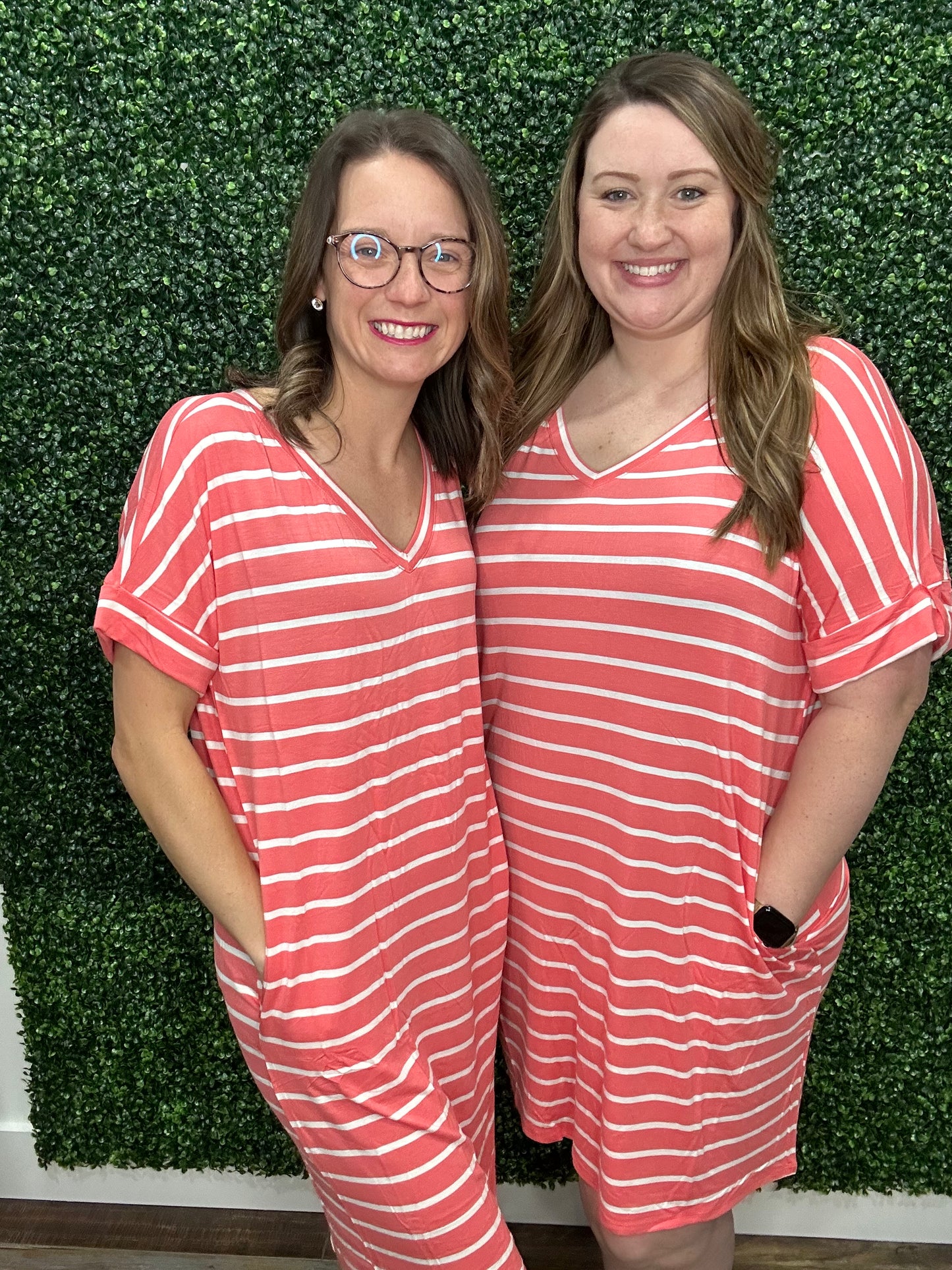 STRIPED SHORT SLEEVE DRESS-2305