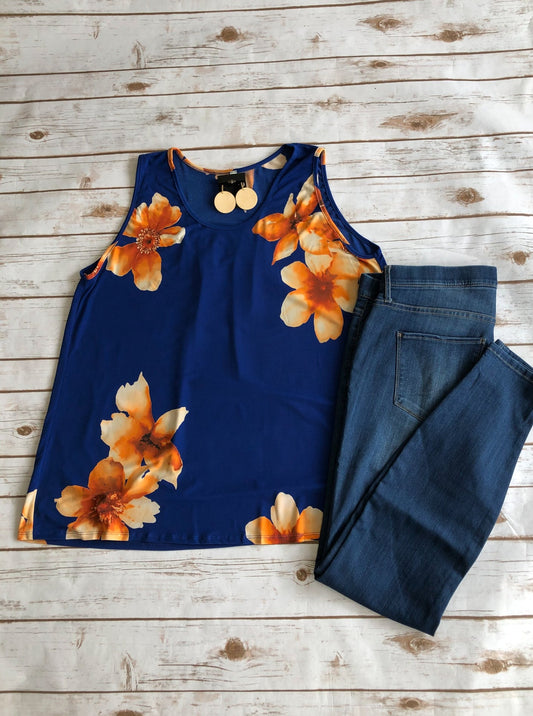 Royal Blue Floral Tank
