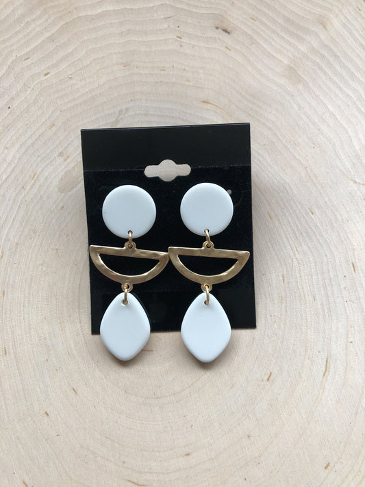 White & Gold Layered Earring