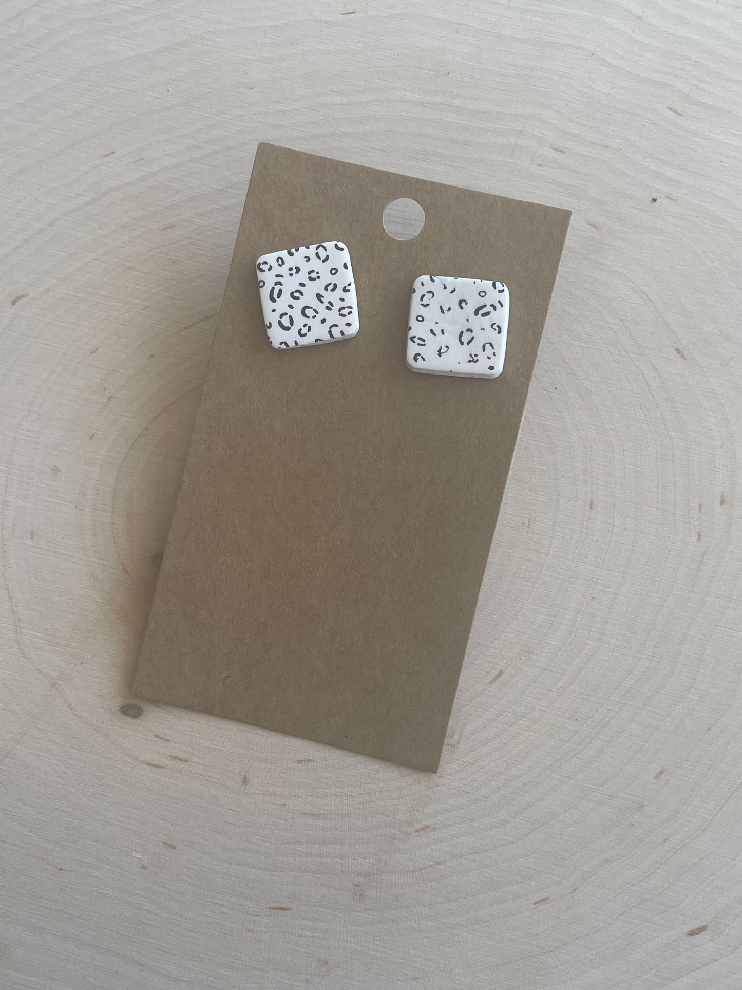 White Cheetah Square Stud