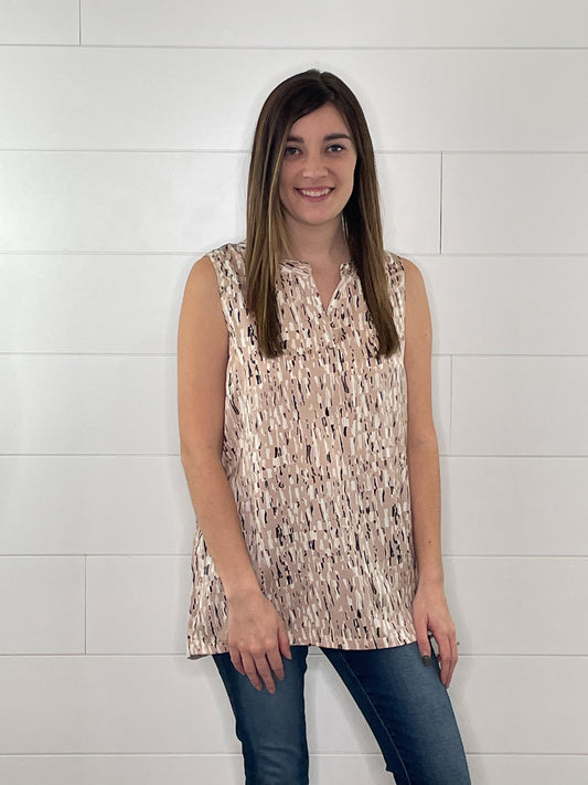 Curvy Black Abstract Printed Tank