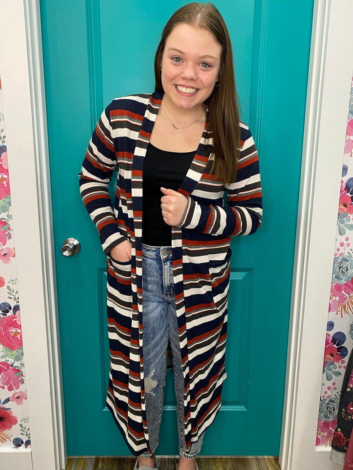 STRIPE LONG CARDIGAN