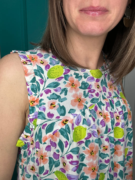 Ruffle Detail Pattern Tank