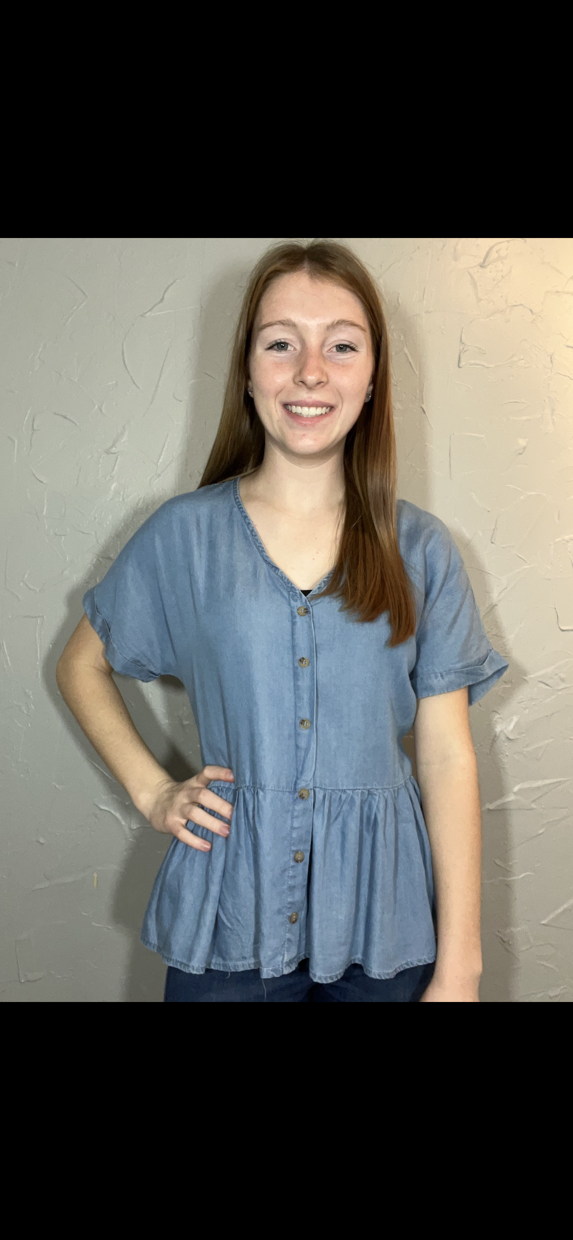 Chambray Babydoll Top