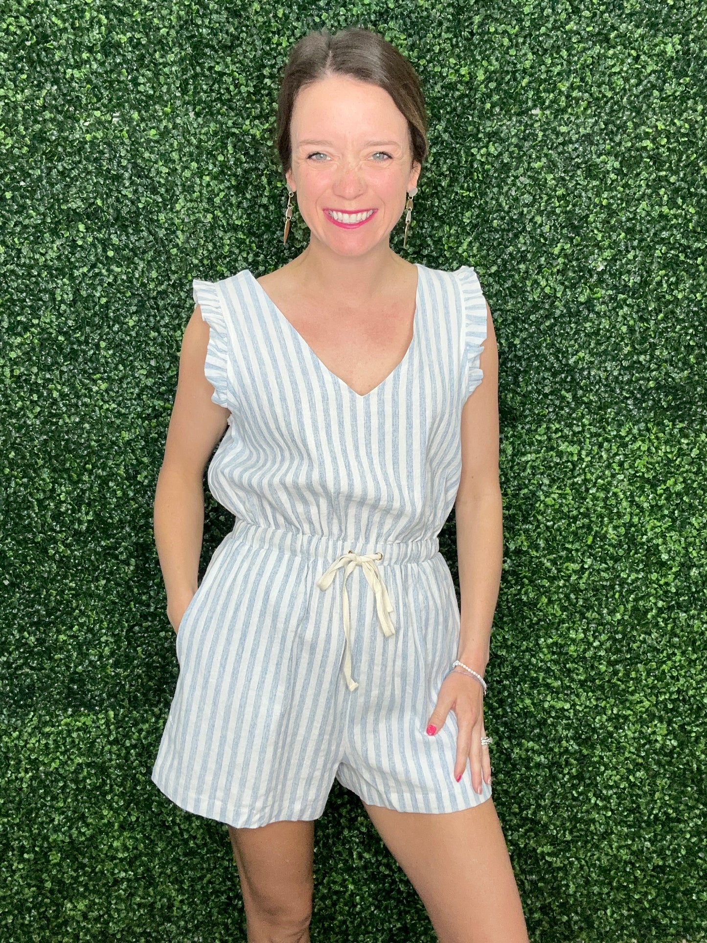 Stripe Ruffle Detail Romper