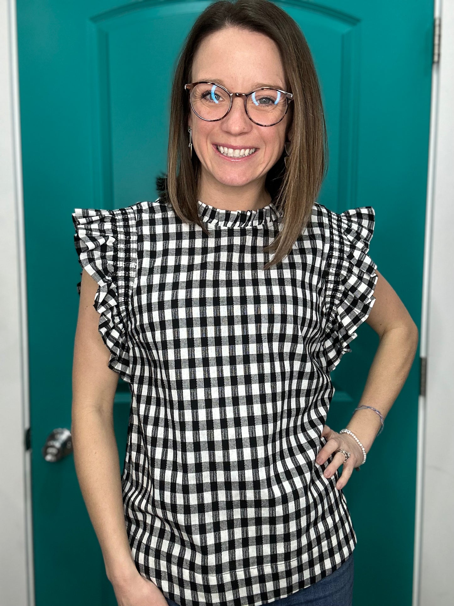 Black Gingham Top