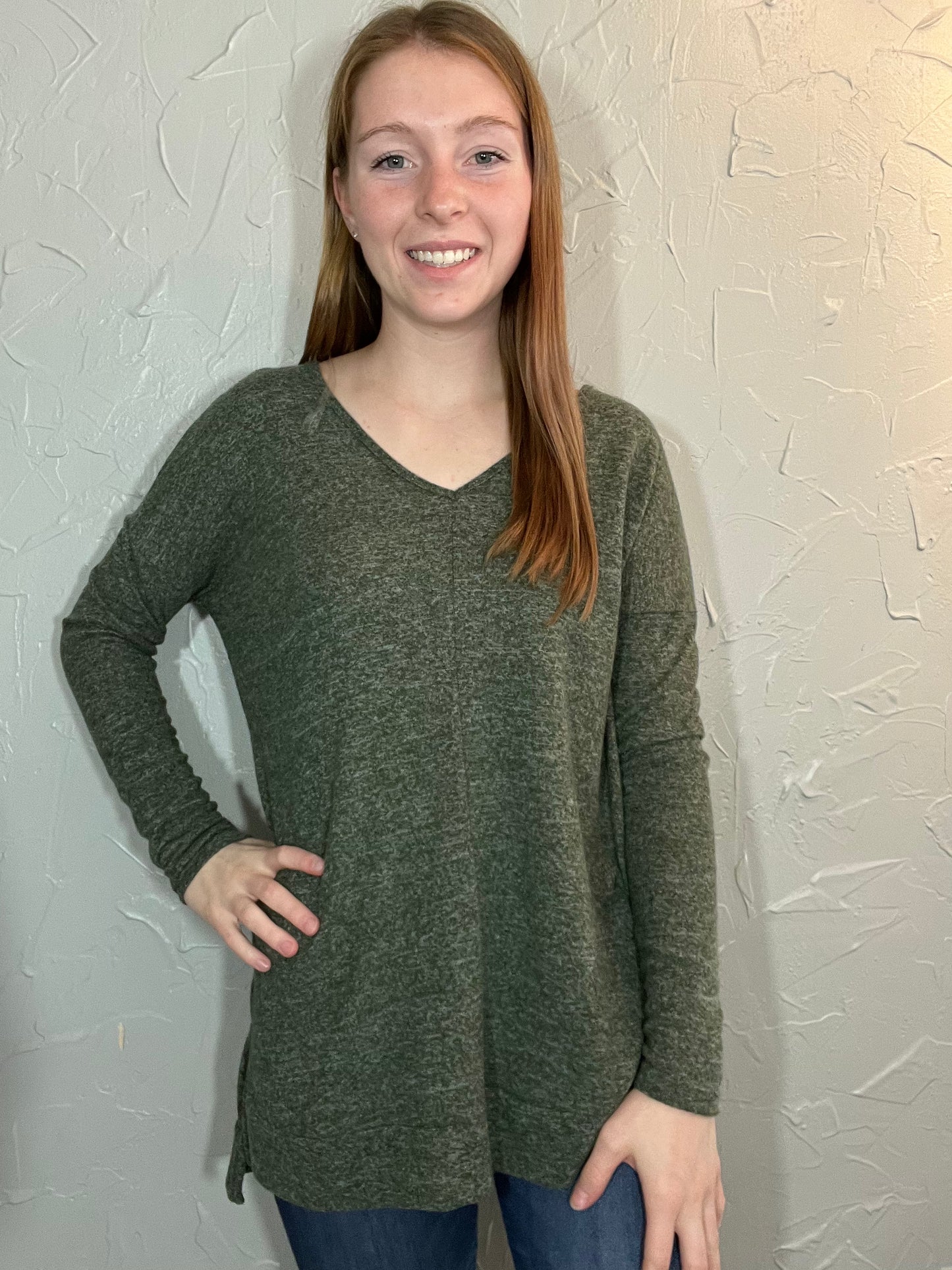 V-Neck Hacci Brushed Top