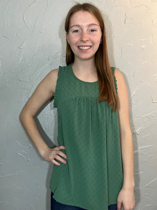Sage Ruffle Detailed Tank