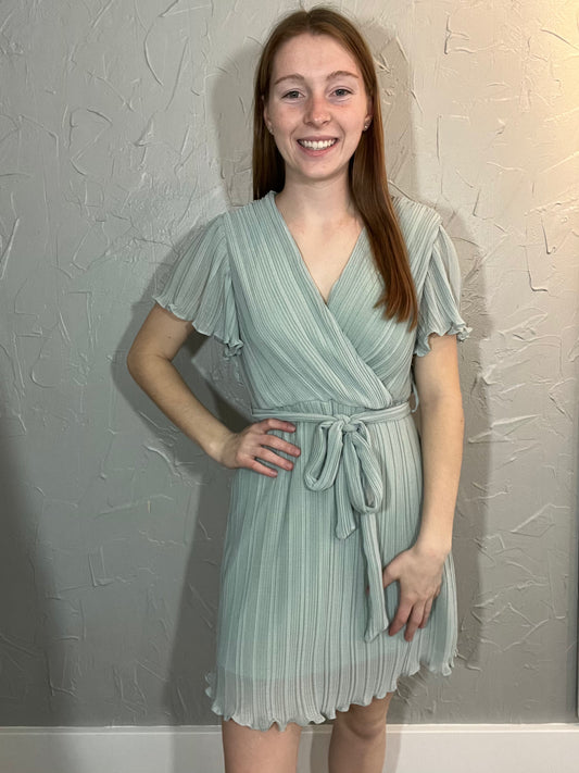 Seafoam Flutter Sleeve Dress