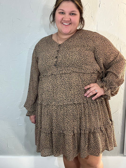 LS Taupe Leopard Dress