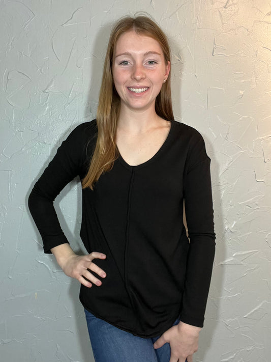 Long Sleeve Basic V Neck