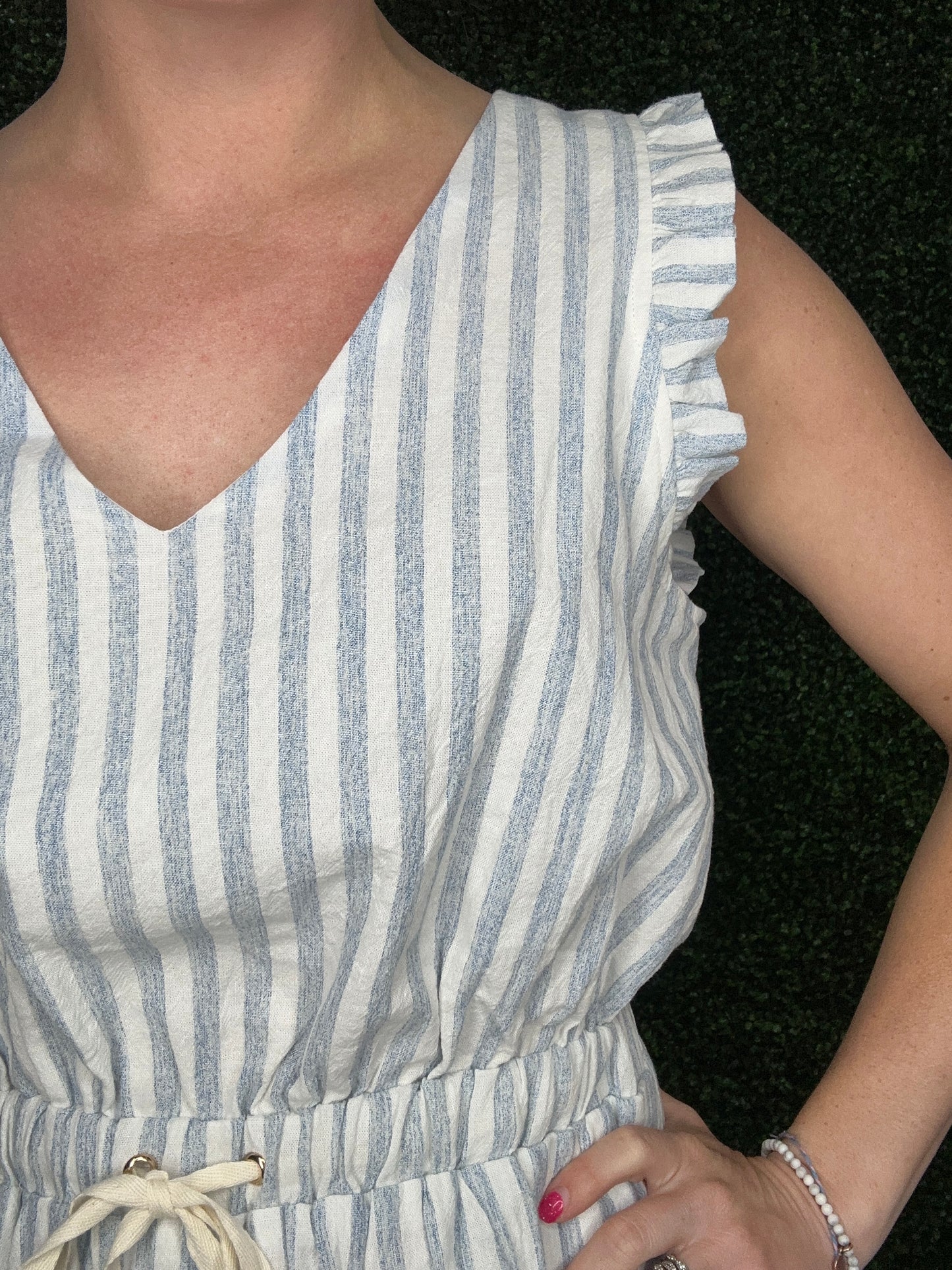 Stripe Ruffle Detail Romper