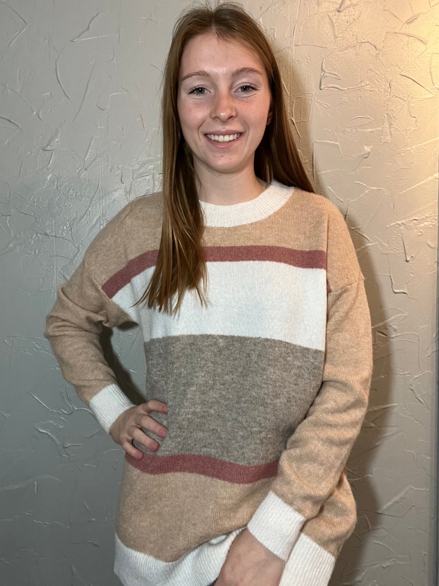 LS Mocha Colorblock Sweater