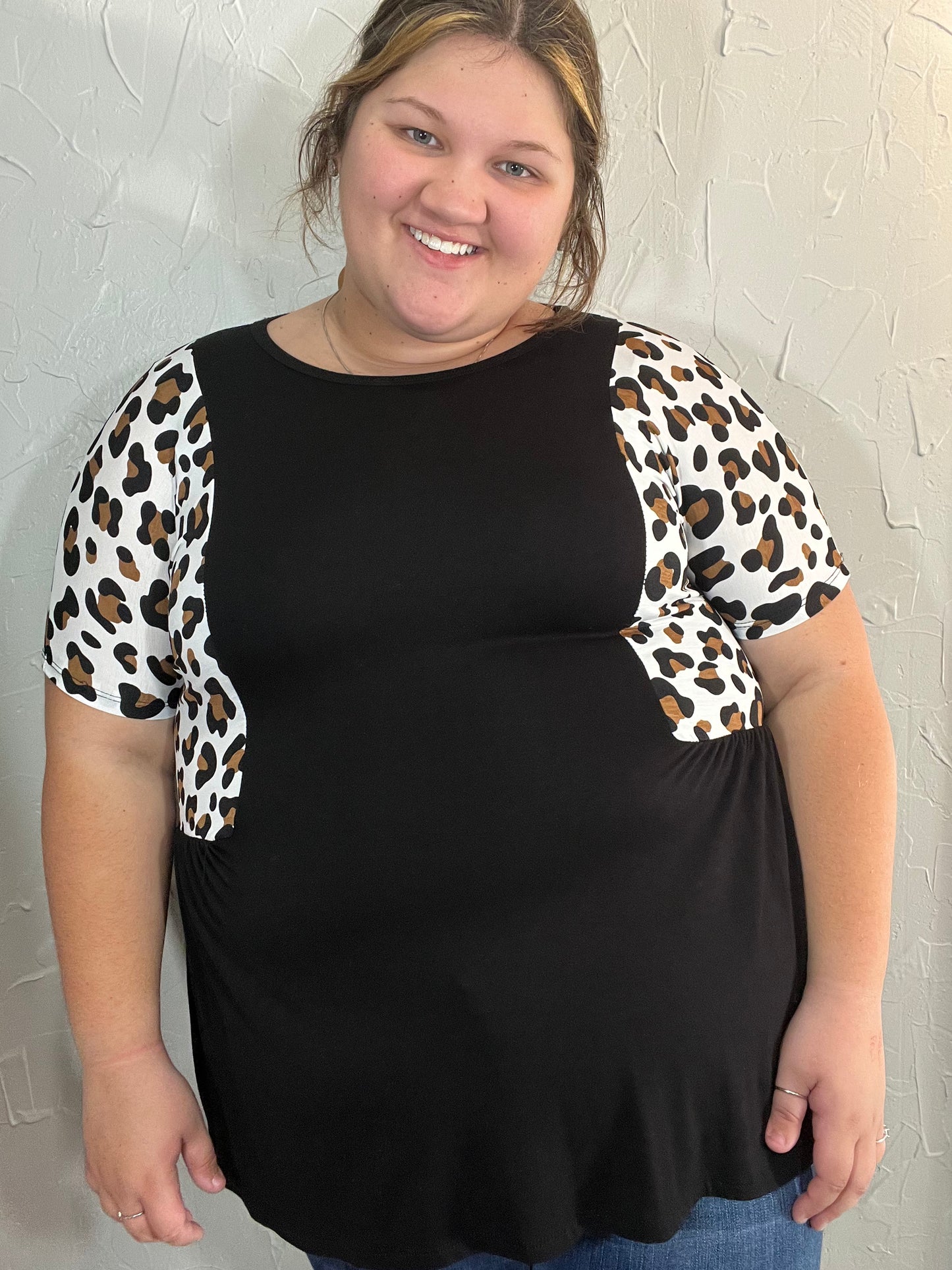 Black Leopard Plus Top