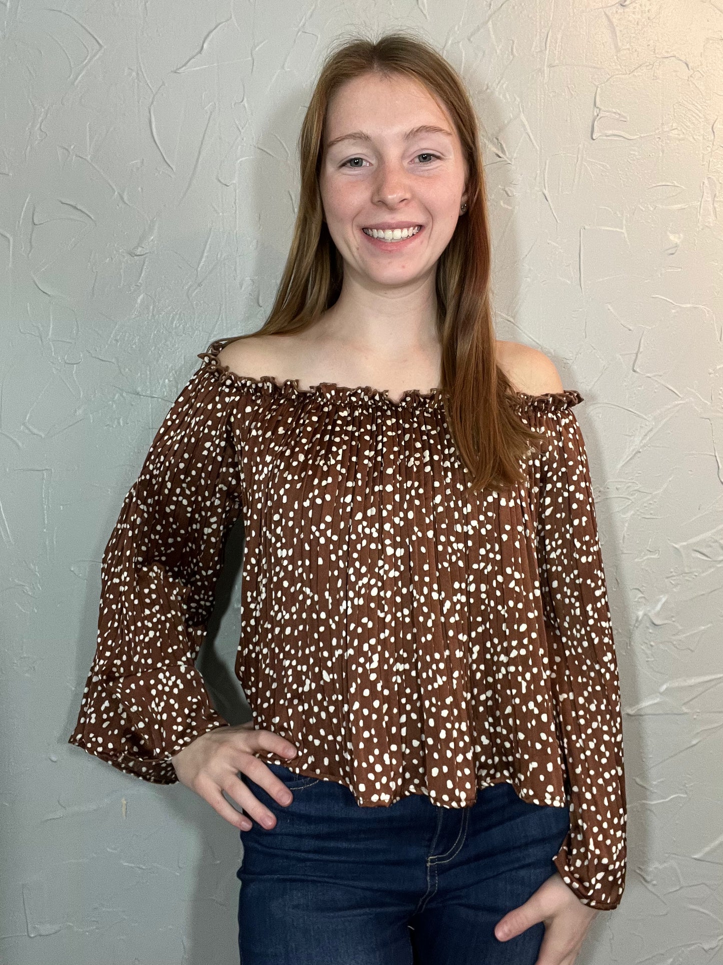 Off Shoulder Printed Satin Top