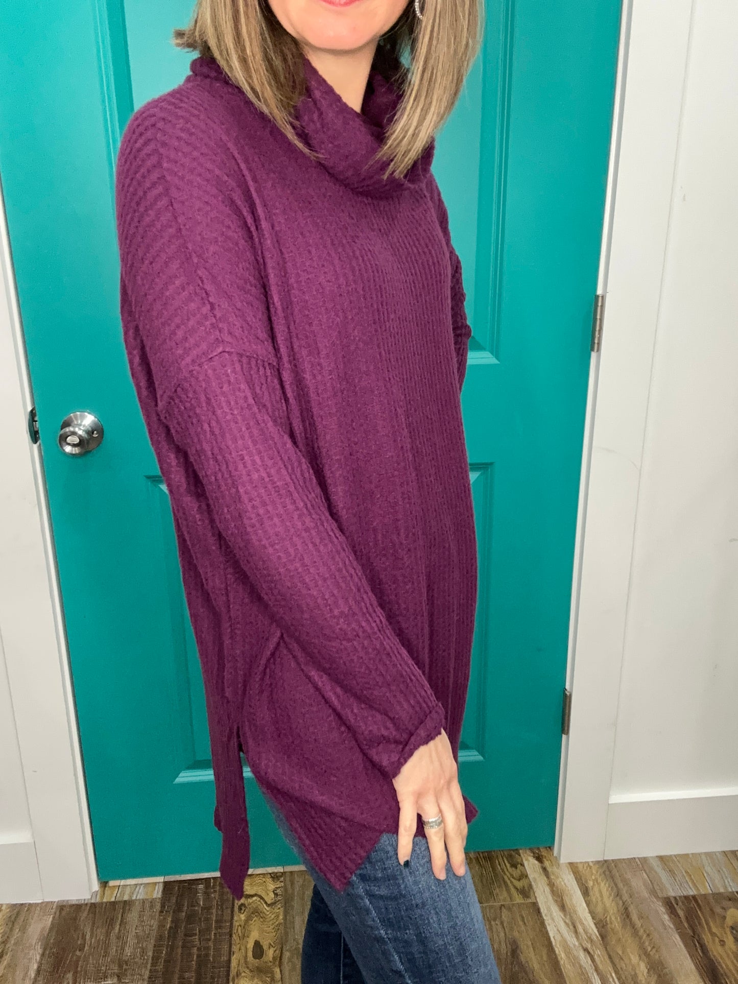 WAFFLE COWL NECK-25087