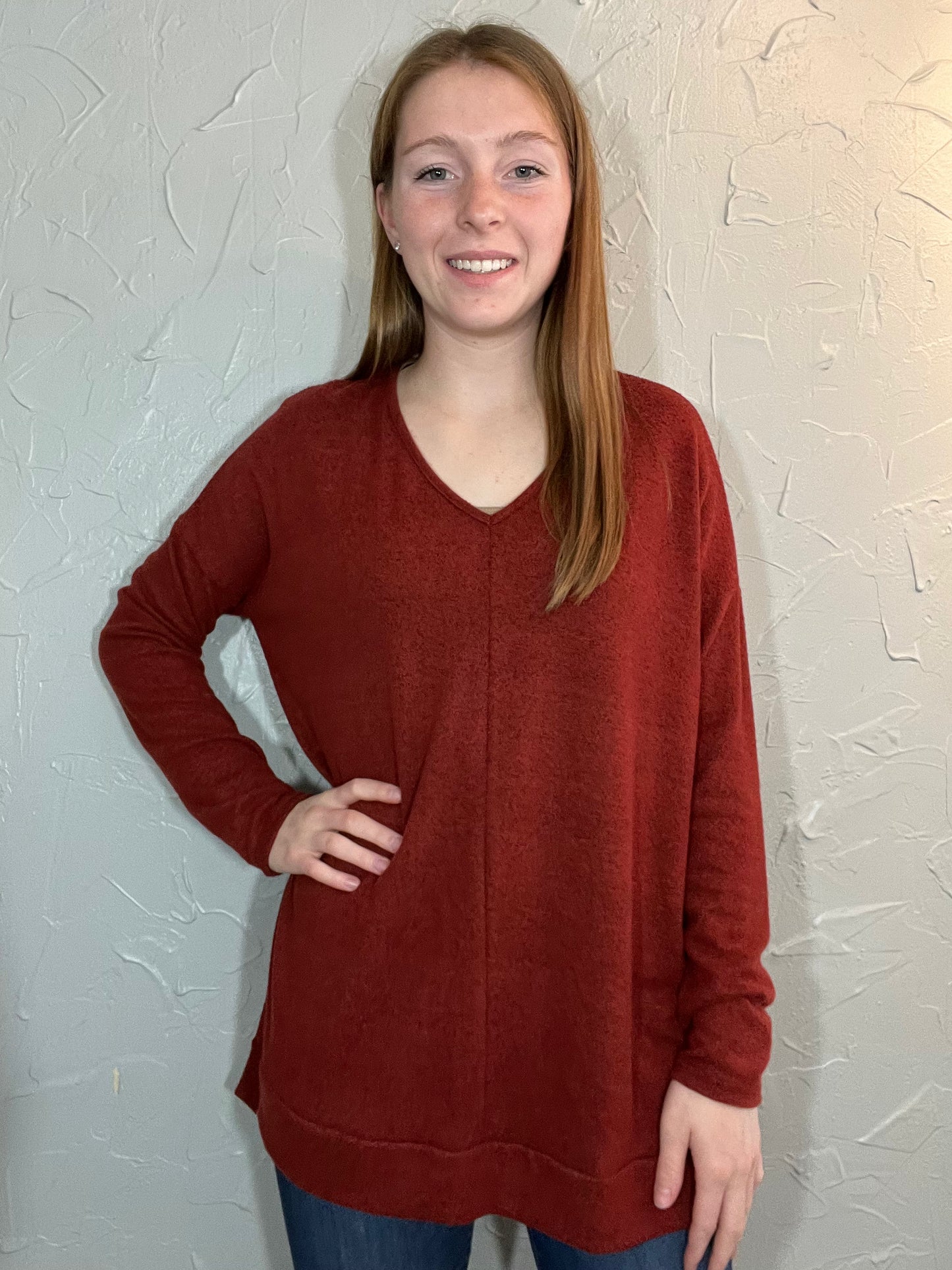 V-Neck Hacci Brushed Top