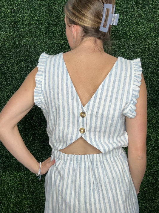 Stripe Ruffle Detail Romper
