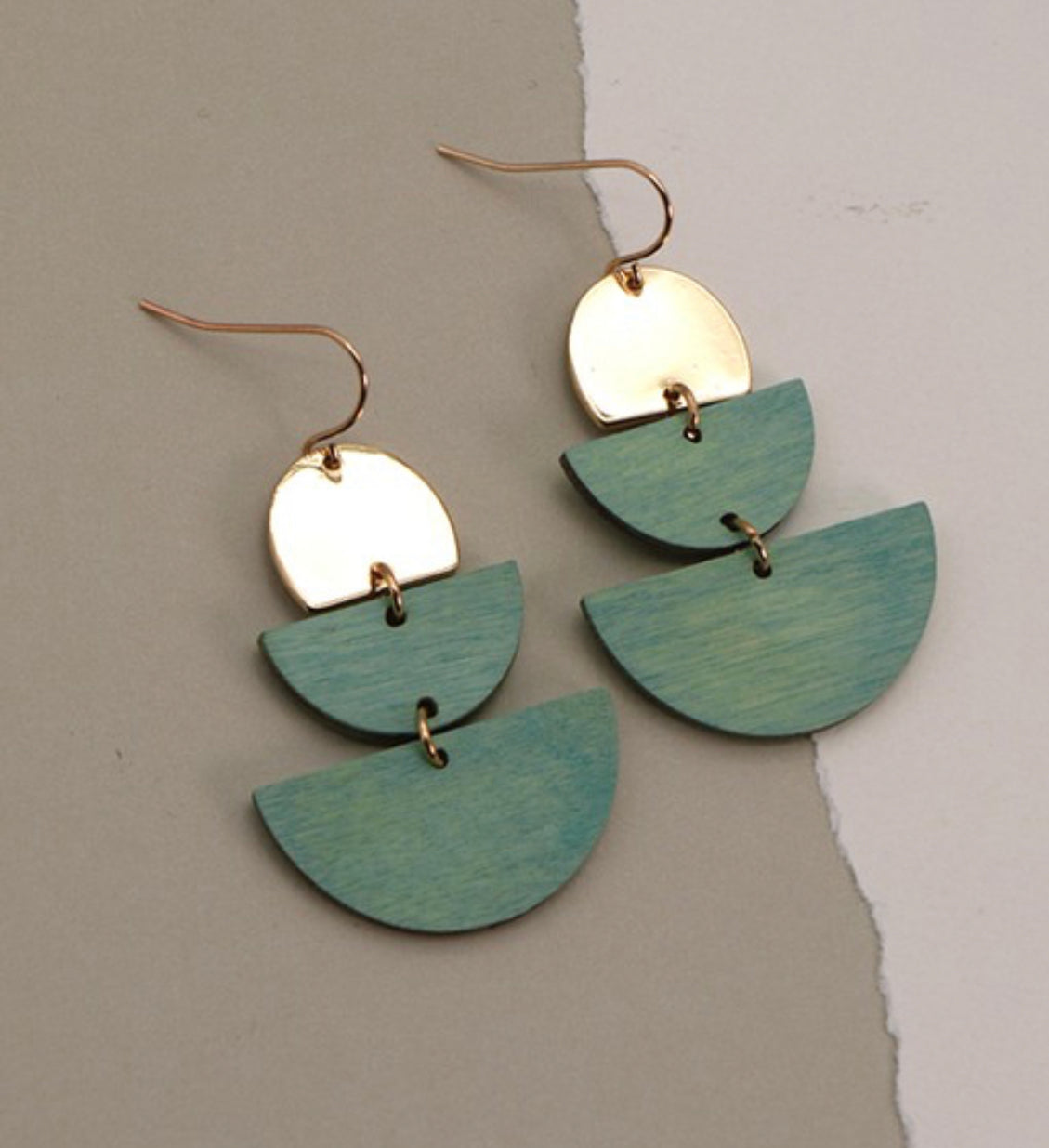 METAL & WOOD DROP EARRINGS-887