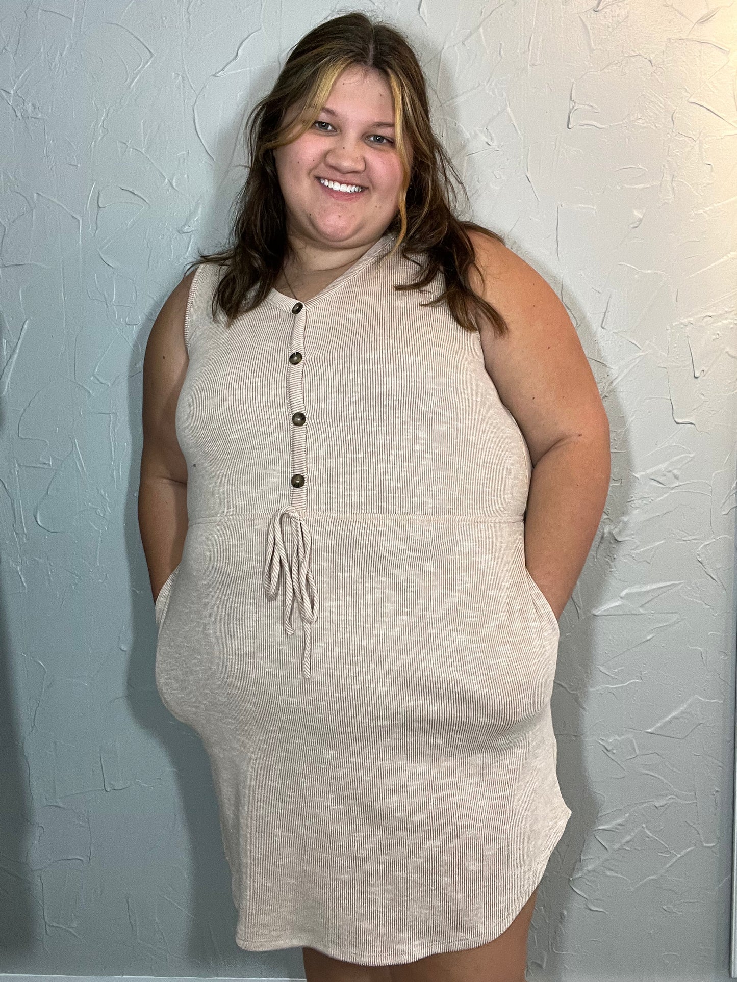 Curvy Caramel Button Down Dress